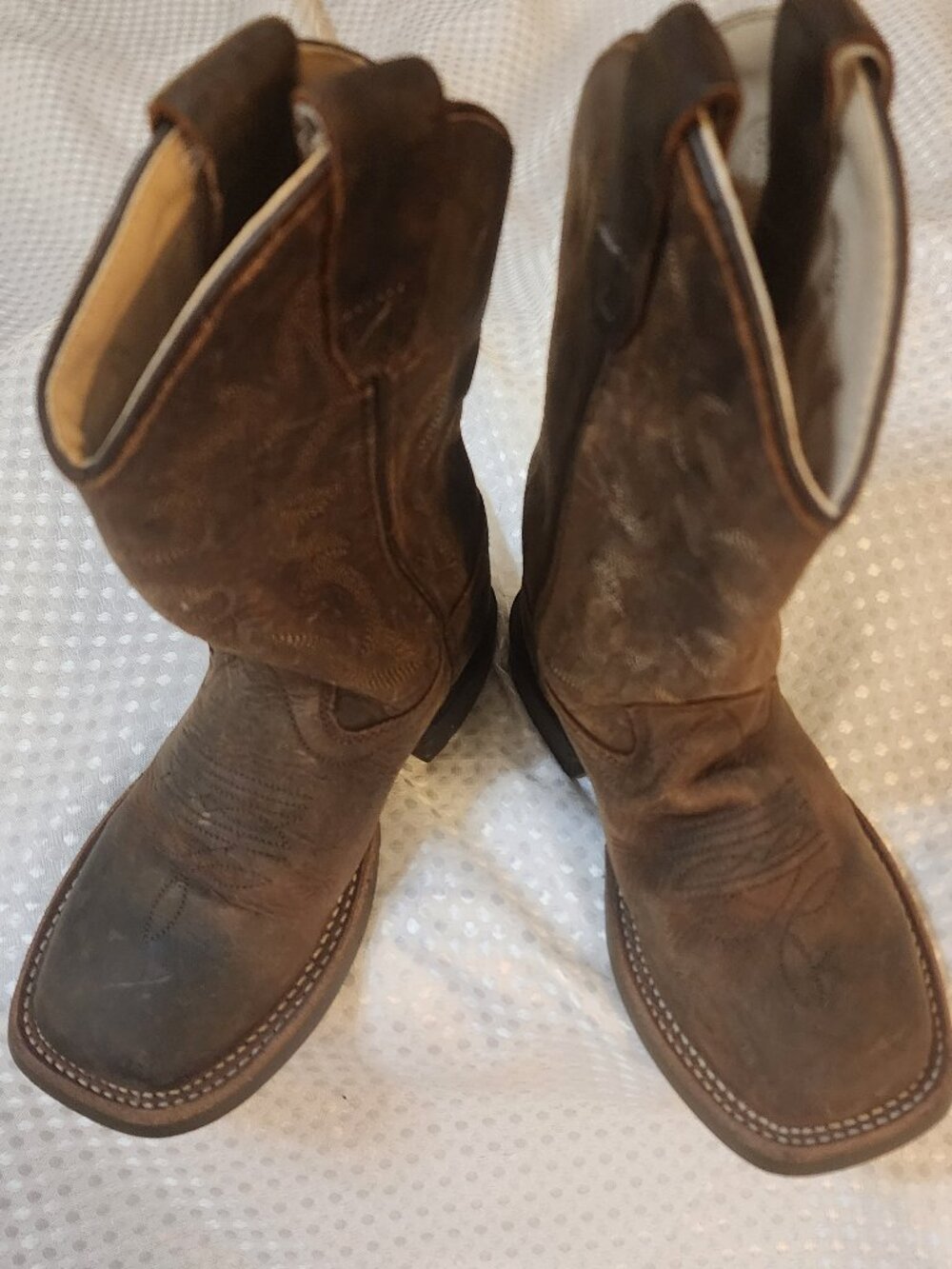 Cody James Boys Cowboy Boots Size 10D Leather Square Toe Brown Tan Western